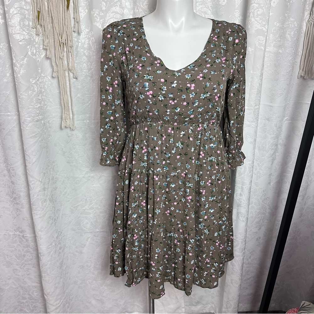 Reborn J Taupe Floral Print Dress